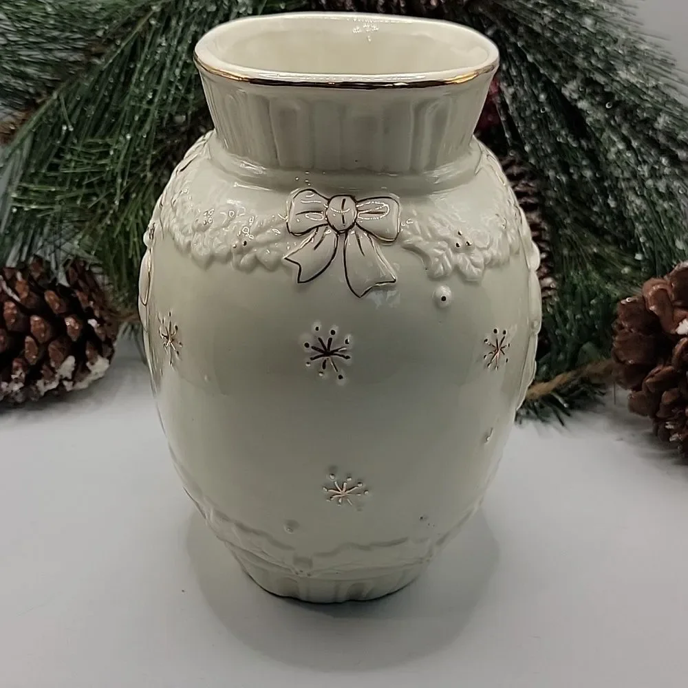 Young's Snowman Ceramic Vase Vintage 2001